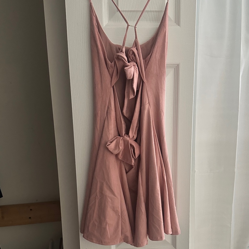 Lucy in the Sky Pink Backless Dress with Bow Detail